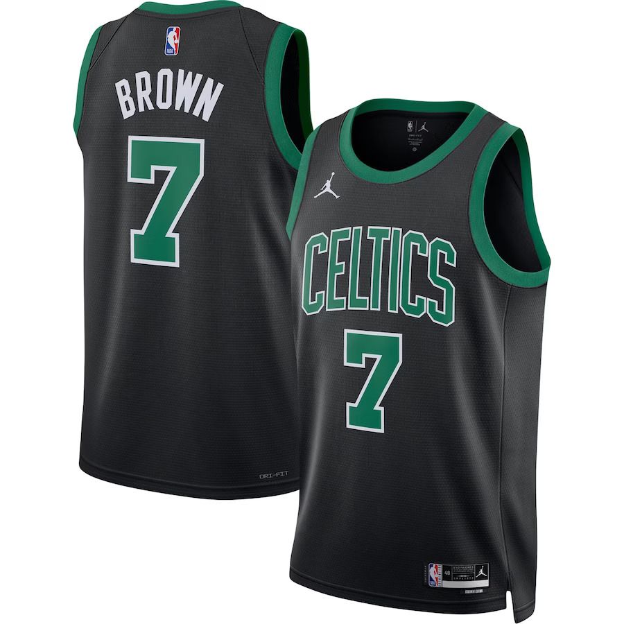 Men Boston Celtics 7 Jaylen Brown Jordan Brand Black 2022-23 Statement Edition Swingman NBA Jersey